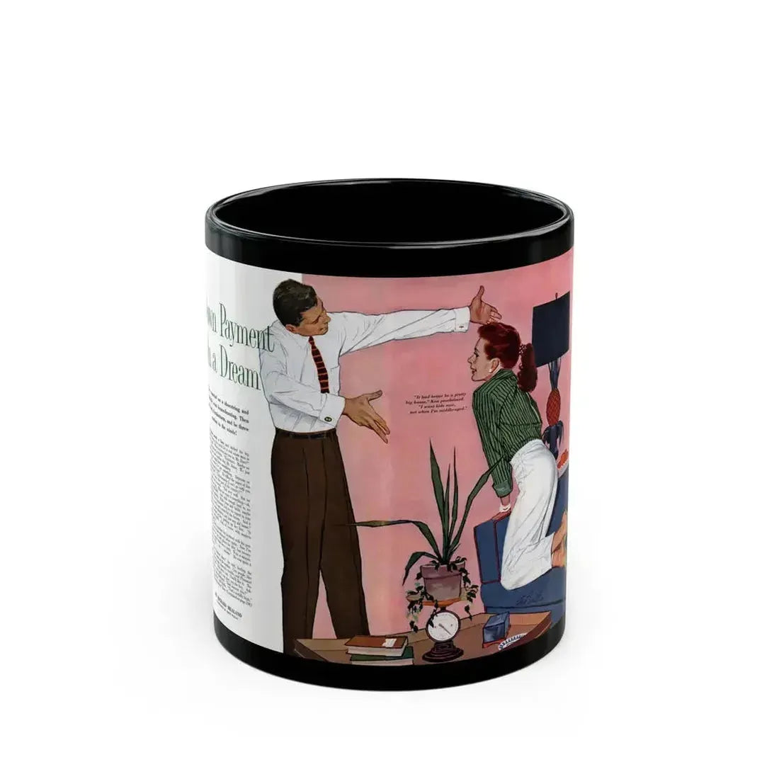 Down Payment on a Dream, Redbook, June 1957 - Black Coffee Mug 11oz - Go Mug Yourself