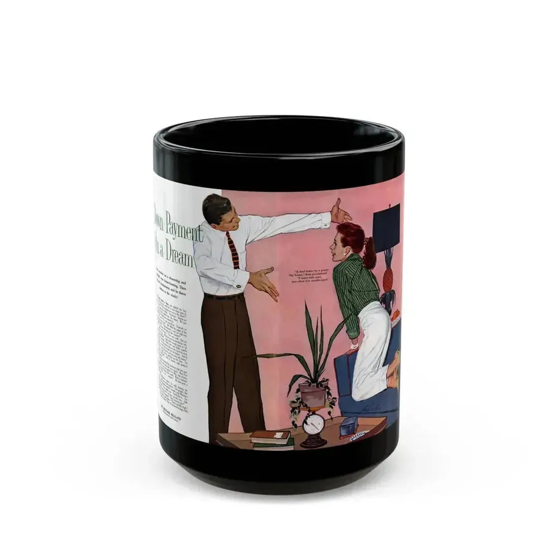 Down Payment on a Dream, Redbook, June 1957 - Black Coffee Mug 15oz - Go Mug Yourself