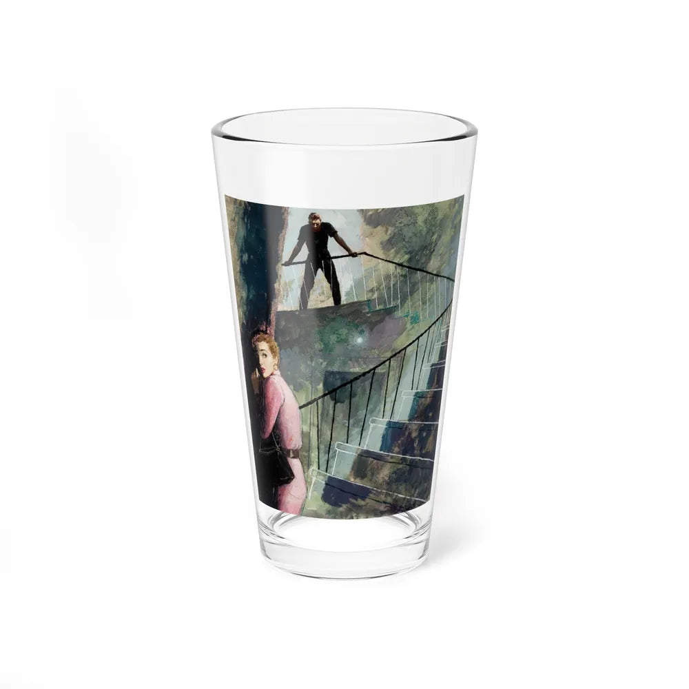 Down the Staircase, story illustration, circa 1955 - Pint Glass 16oz-16oz-Go Mug Yourself