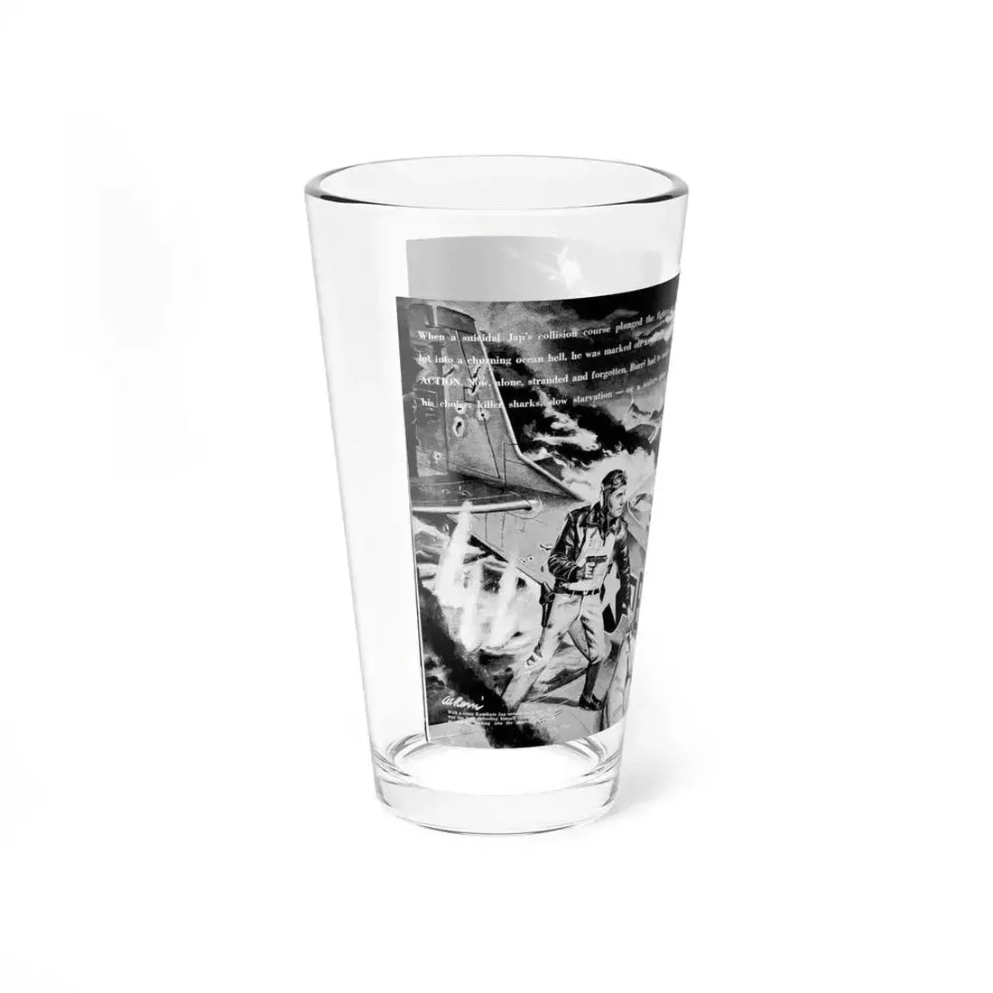 Downed Navy Ace Who Survived Typhoon Louise, Complete Man, February 1967 - Pint Glass 16oz - Go Mug Yourself