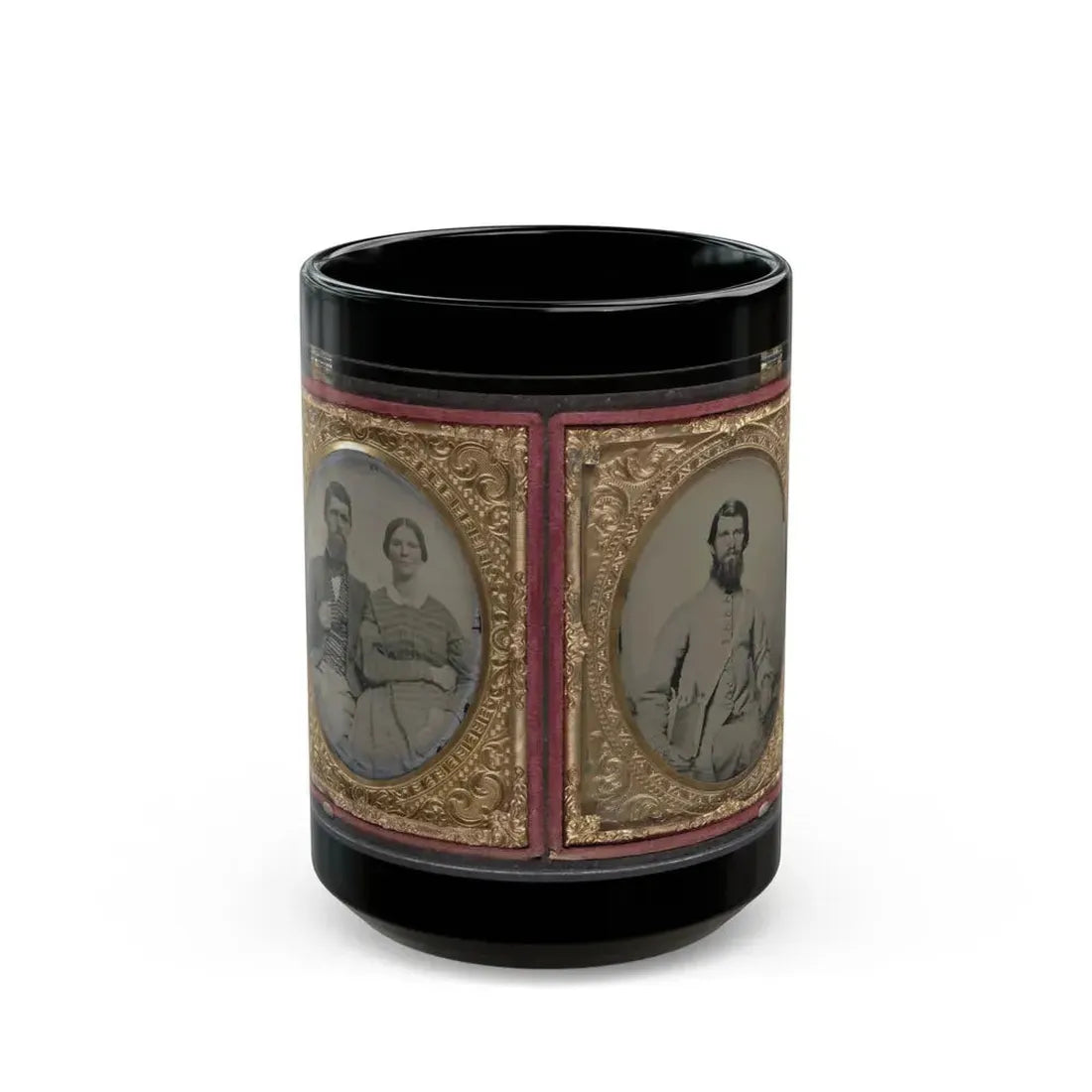 Dr. Alexander Harris Of 15th Virginia Infantry Regiment In Uniform And Dr. Harris With His Wife After The War (U.S. Civil War) Black Coffee Mug 15oz - Go Mug Yourself