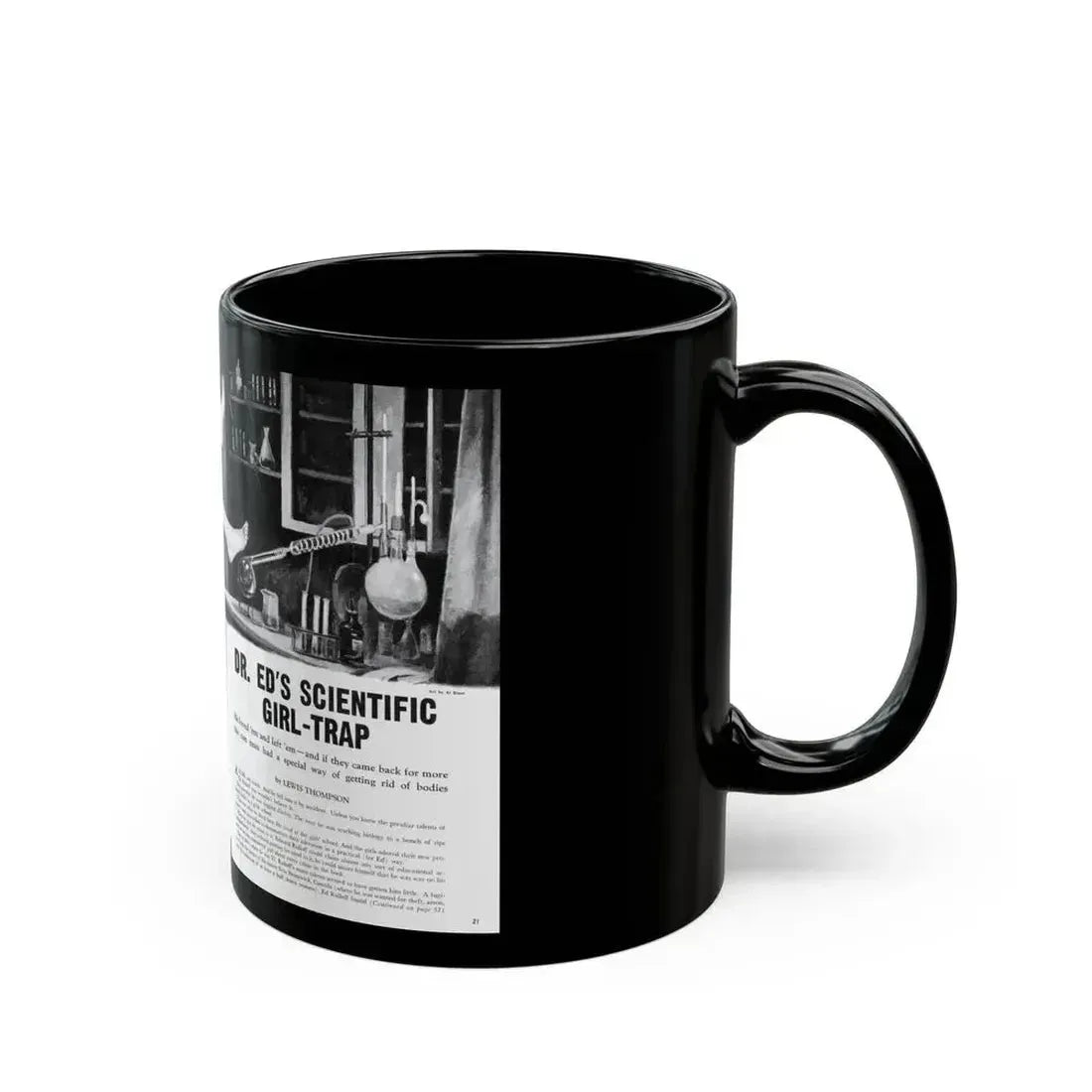 Dr. Ed's Scientific Girl-Trap, Men magazine, November 1957 - Black Coffee Mug - Go Mug Yourself