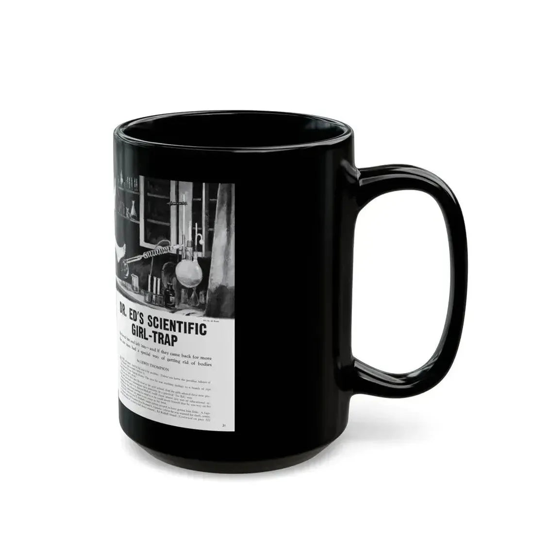 Dr. Ed's Scientific Girl-Trap, Men magazine, November 1957 - Black Coffee Mug - Go Mug Yourself