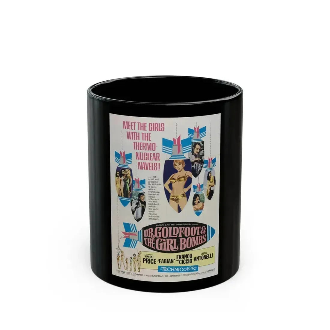 DR. GOLDFOOT AND THE BIKINI BOMBS 1966 Movie Poster - Black Coffee Mug 11oz - Go Mug Yourself
