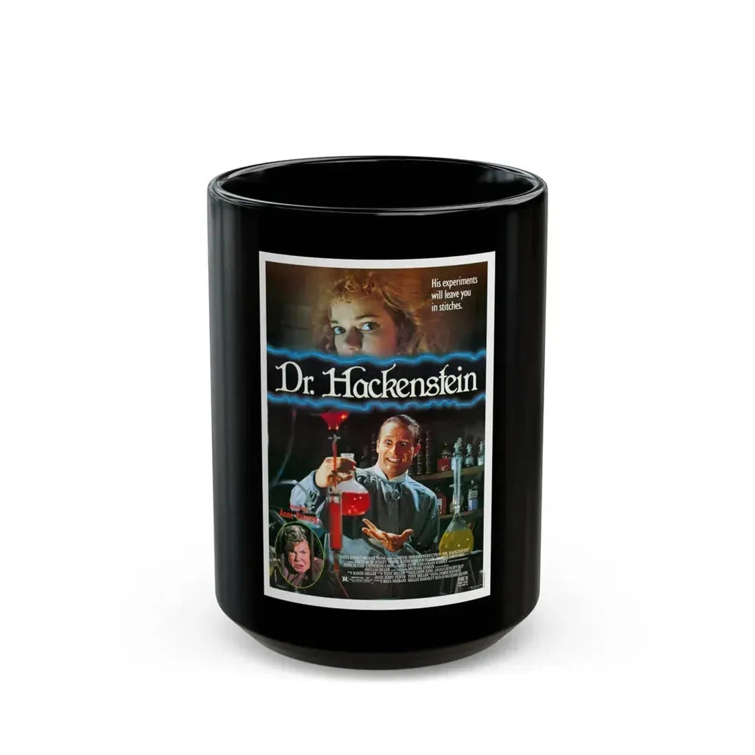 DR. HACKENSTEIN 1988 Movie Poster - Black Coffee Mug 15oz - Go Mug Yourself