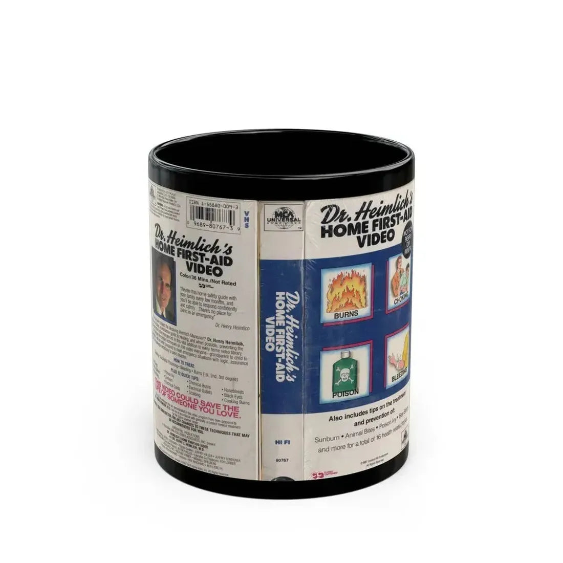 DR HEINLICHS HOME FIRST AID VIDEO (VHS COVER) - Black Coffee Mug 11oz - Go Mug Yourself