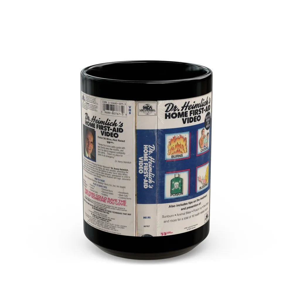 DR HEINLICHS HOME FIRST AID VIDEO (VHS COVER) - Black Coffee Mug-15oz-Go Mug Yourself