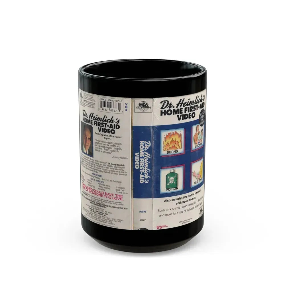 DR HEINLICHS HOME FIRST AID VIDEO (VHS COVER) - Black Coffee Mug 15oz - Go Mug Yourself