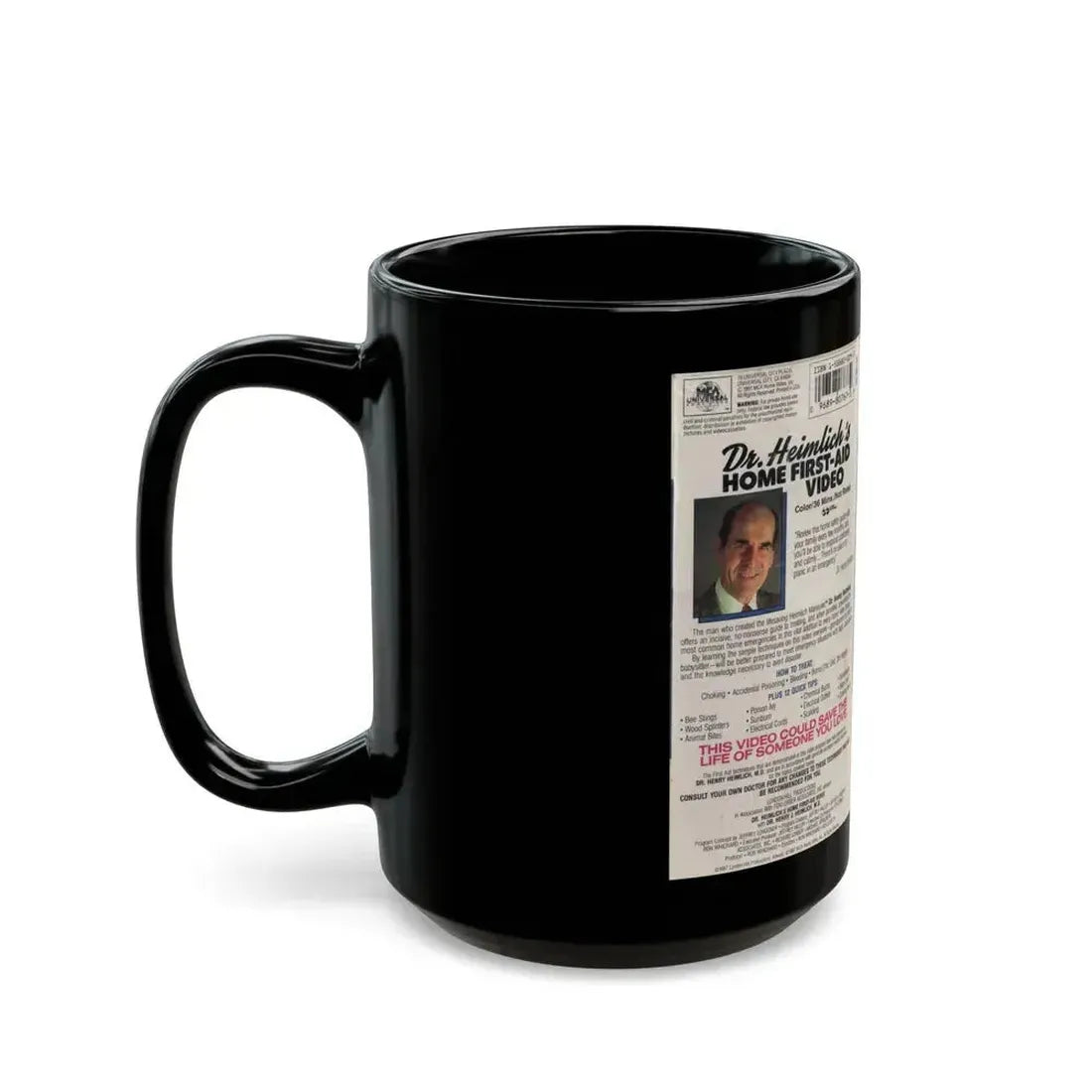 DR HEINLICHS HOME FIRST AID VIDEO (VHS COVER) - Black Coffee Mug - Go Mug Yourself