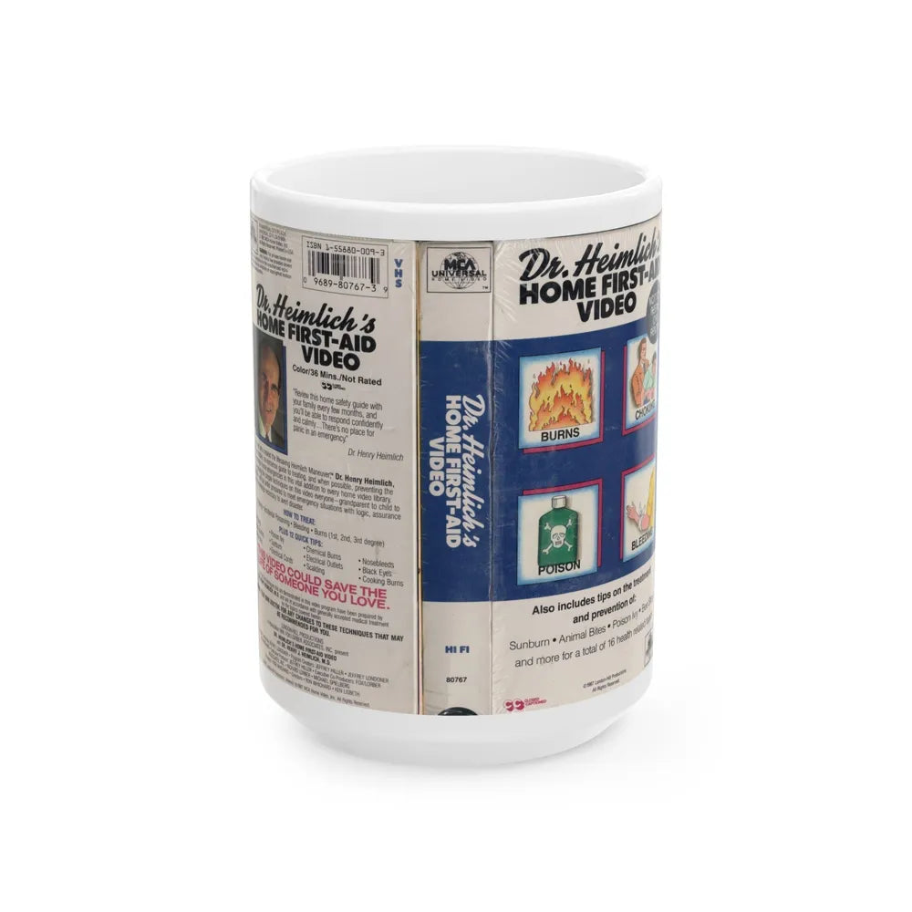 DR HEINLICHS HOME FIRST AID VIDEO (VHS COVER) - White Coffee Mug-15oz-Go Mug Yourself