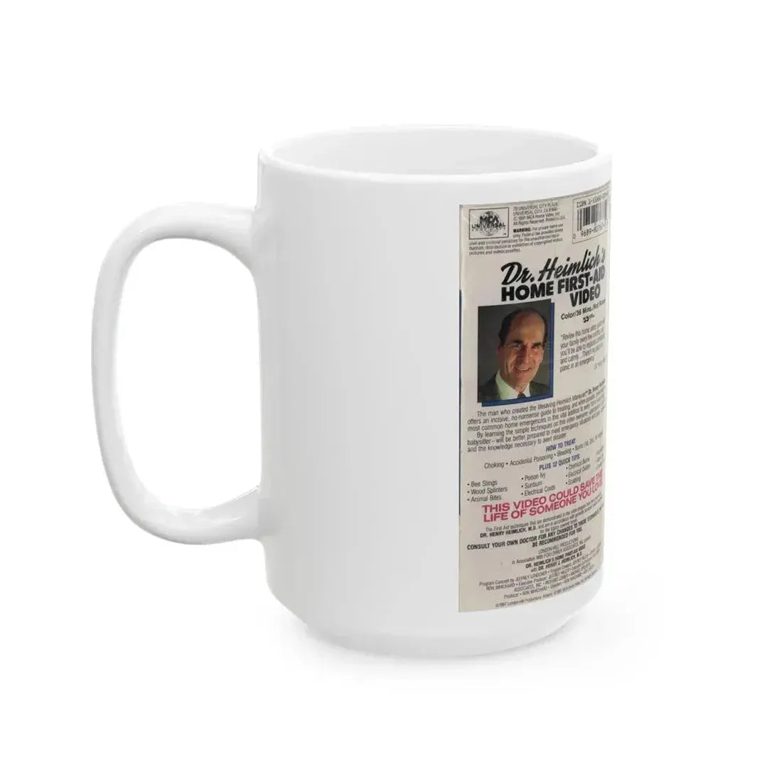 DR HEINLICHS HOME FIRST AID VIDEO (VHS COVER) - White Coffee Mug - Go Mug Yourself
