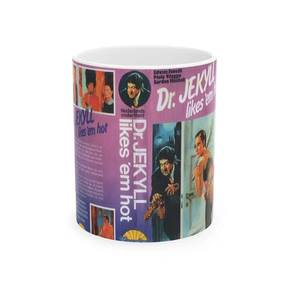 DR JECKYLL LIKES EM HOT (VHS COVER) - White Coffee Mug-11oz-Go Mug Yourself