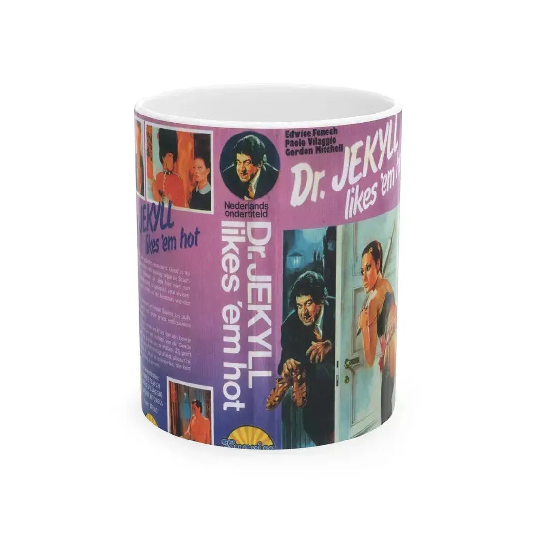 DR JECKYLL LIKES EM HOT (VHS COVER) - White Coffee Mug 11oz - Go Mug Yourself
