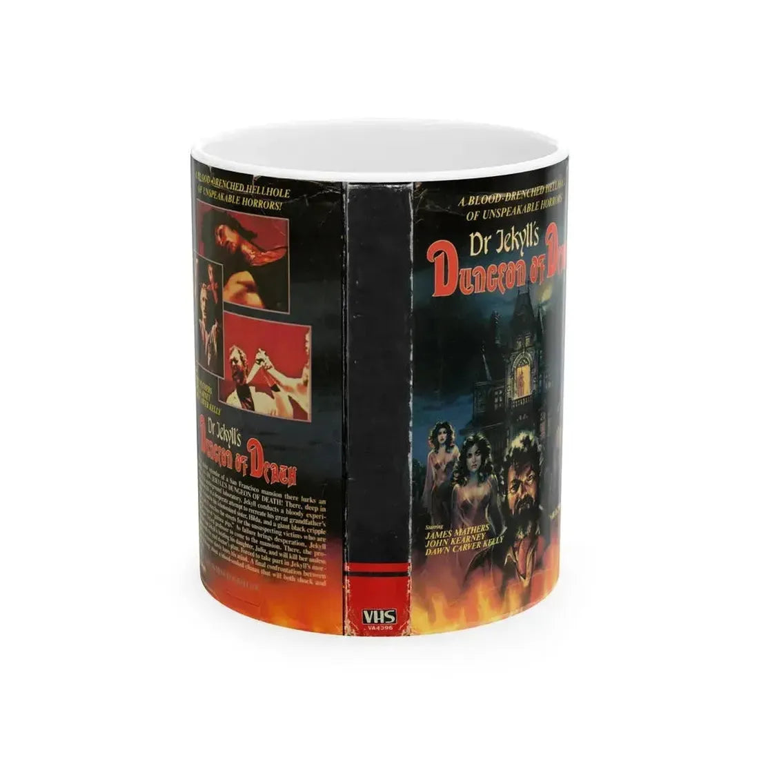 DR JEKYLLS DUNGEON OF DEATH (VHS COVER) - White Coffee Mug 11oz - Go Mug Yourself