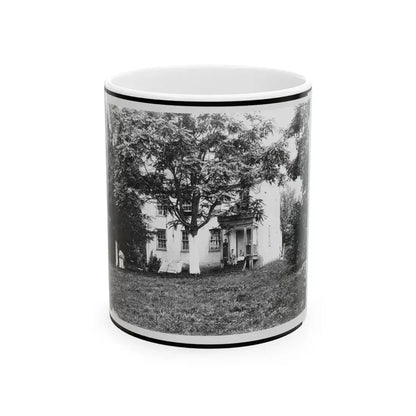 D.R. Miller House, With Family On Porch, Hagerstown Pike, Antietam, Maryland (U.S. Civil War) White Coffee Mug 11oz - Go Mug Yourself