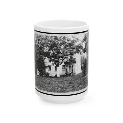 D.R. Miller House, With Family On Porch, Hagerstown Pike, Antietam, Maryland (U.S. Civil War) White Coffee Mug 15oz - Go Mug Yourself