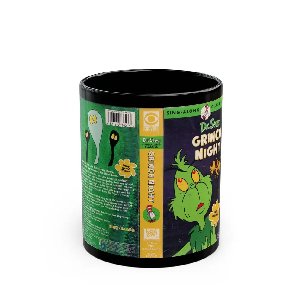 DR SEUSS GRINCH NIGHT (VHS COVER) - Black Coffee Mug-11oz-Go Mug Yourself