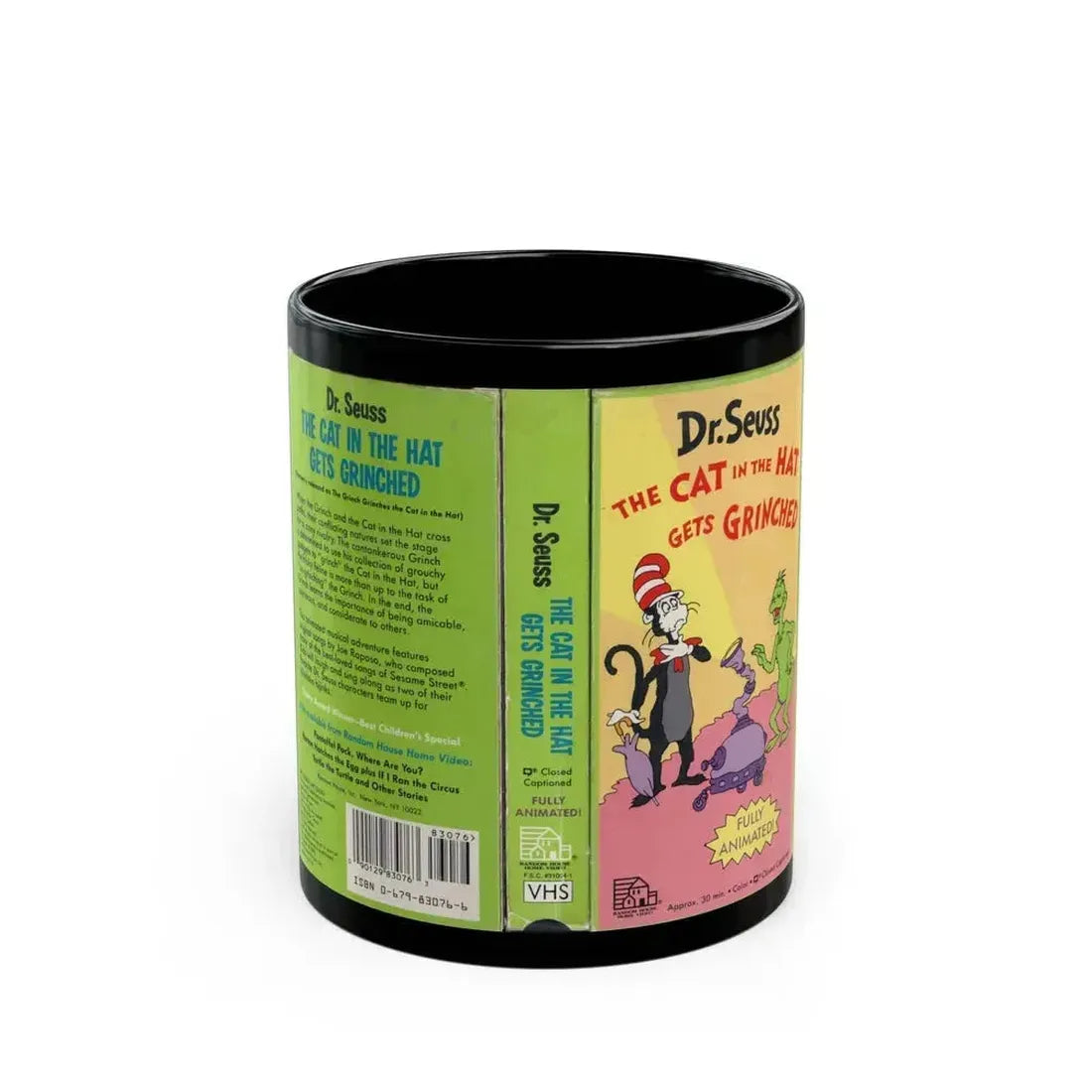 DR SEUSS THE CAT IN THE HAT GETS GRINCHED (VHS COVER) - Black Coffee Mug 11oz - Go Mug Yourself