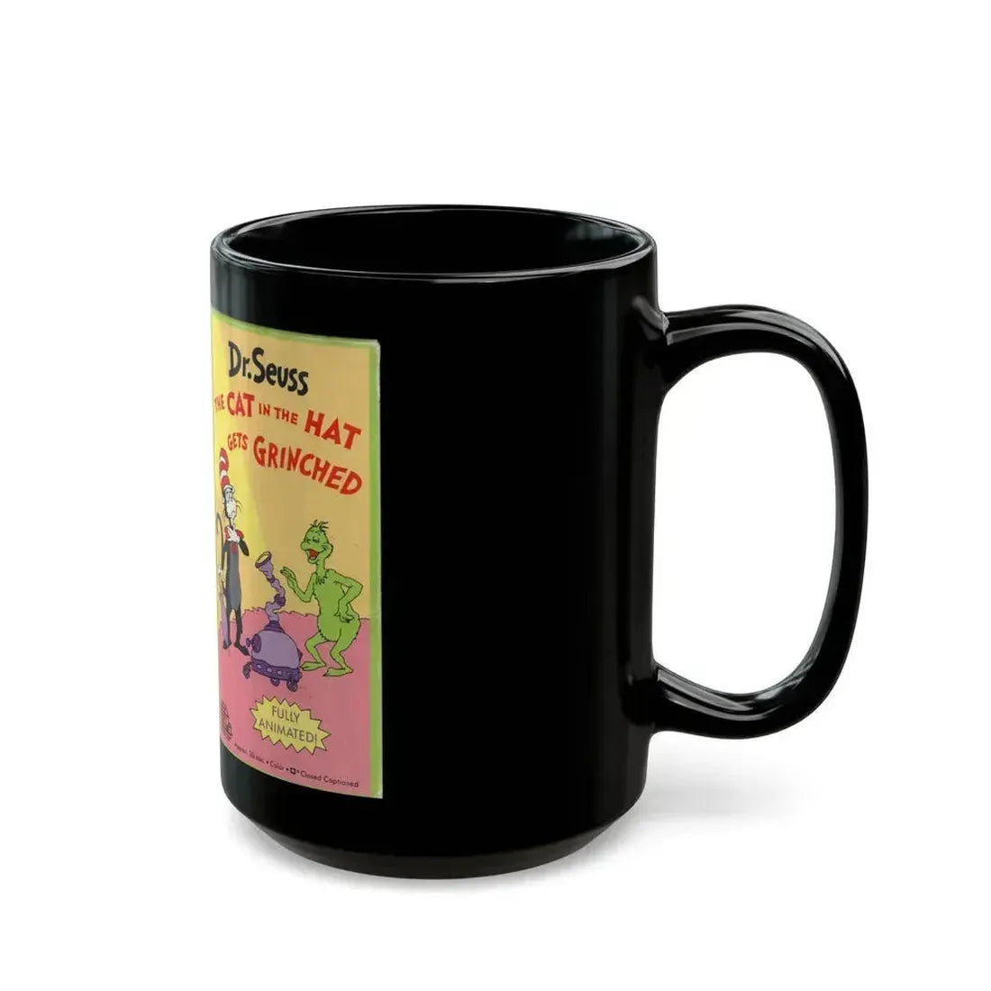 DR SEUSS THE CAT IN THE HAT GETS GRINCHED (VHS COVER) - Black Coffee Mug - Go Mug Yourself