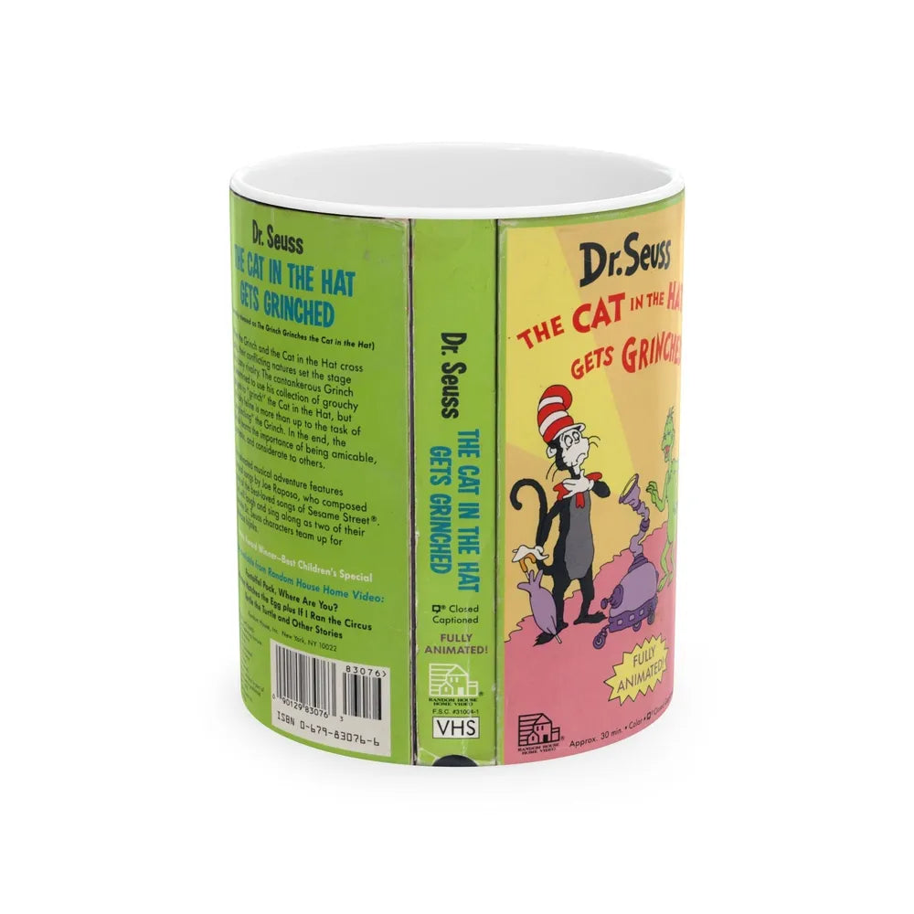 DR SEUSS THE CAT IN THE HAT GETS GRINCHED (VHS COVER) - White Coffee Mug-11oz-Go Mug Yourself