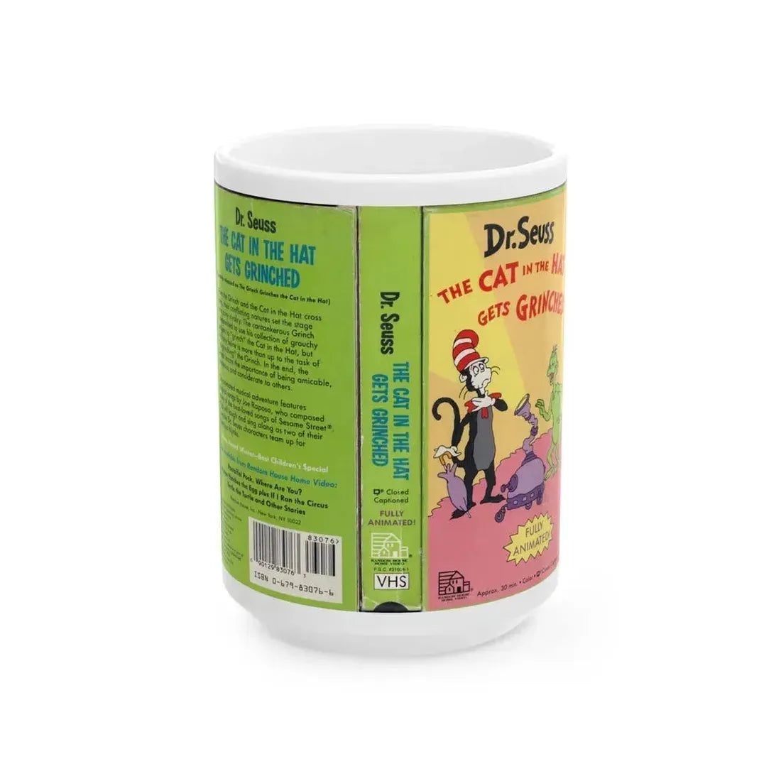 DR SEUSS THE CAT IN THE HAT GETS GRINCHED (VHS COVER) - White Coffee Mug 15oz - Go Mug Yourself