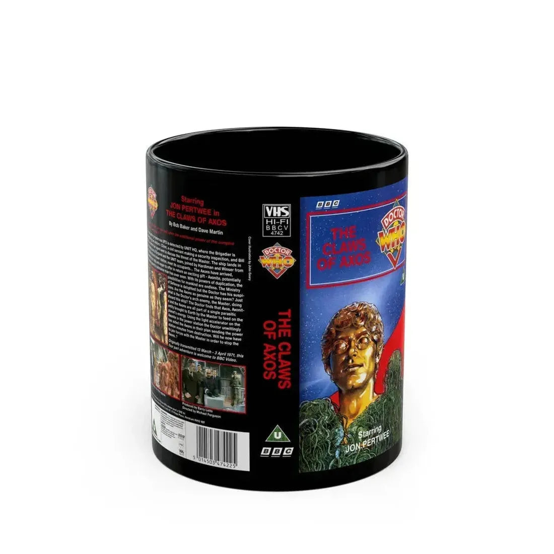DR WHO THE CLAWS OF AXOS (VHS COVER) - Black Coffee Mug 11oz - Go Mug Yourself