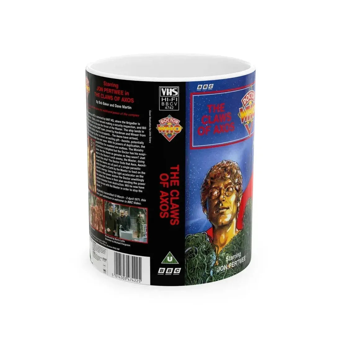DR WHO THE CLAWS OF AXOS (VHS COVER) - White Coffee Mug 11oz - Go Mug Yourself