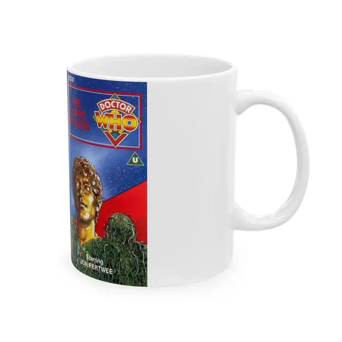 DR WHO THE CLAWS OF AXOS (VHS COVER) - White Coffee Mug - Go Mug Yourself