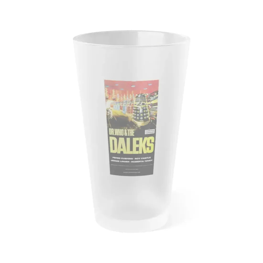 DR. WHO & THE DALEKS 1965 Movie Poster - Frosted Pint Glass 16oz 16oz Frosted - Go Mug Yourself