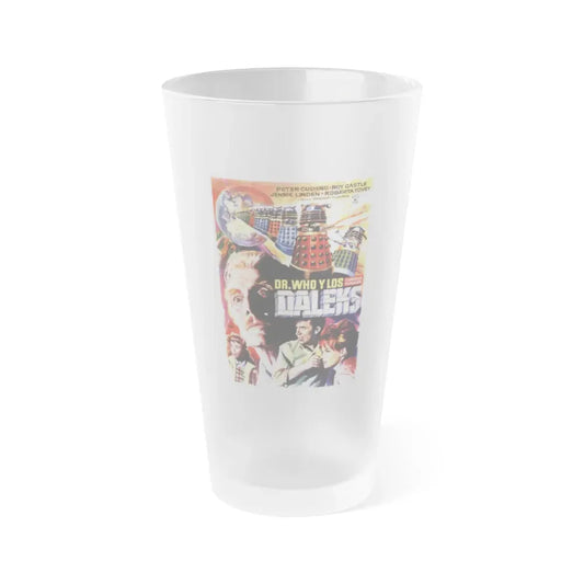 DR. WHO & THE DALEKS (SPANISH) 1965 Movie Poster - Frosted Pint Glass 16oz 16oz Frosted - Go Mug Yourself