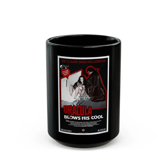 DRACULA BLOWS HIS COOL 1979 Movie Poster - Black Coffee Mug 15oz - Go Mug Yourself
