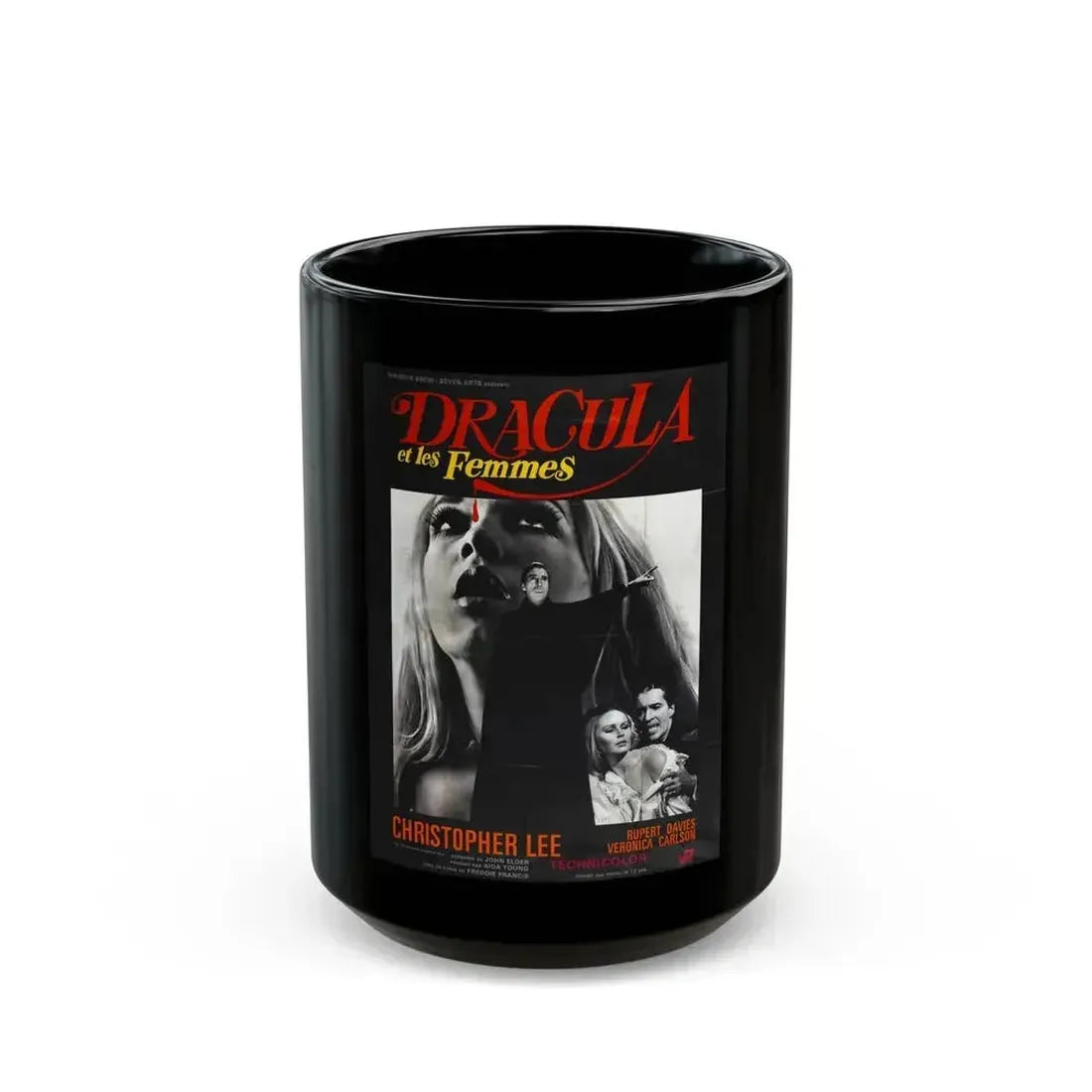 DRACULA HAS RISEN FROM THE GRAVE (FRENCH) 1968 Movie Poster - Black Coffee Mug 15oz - Go Mug Yourself