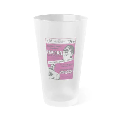 DRACULA PRINCE OF DARKNESS + THE PLAGUE OF THE ZOMBIES 1966 Movie Poster - Frosted Pint Glass 16oz 16oz Frosted - Go Mug Yourself