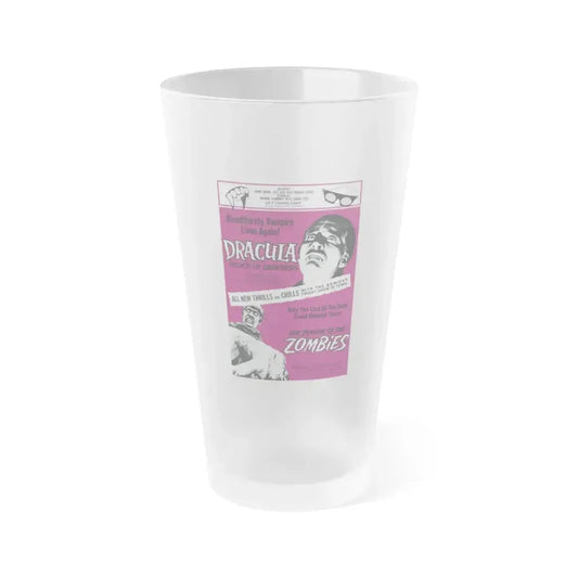DRACULA PRINCE OF DARKNESS + THE PLAGUE OF THE ZOMBIES 1966 Movie Poster - Frosted Pint Glass 16oz 16oz Frosted - Go Mug Yourself