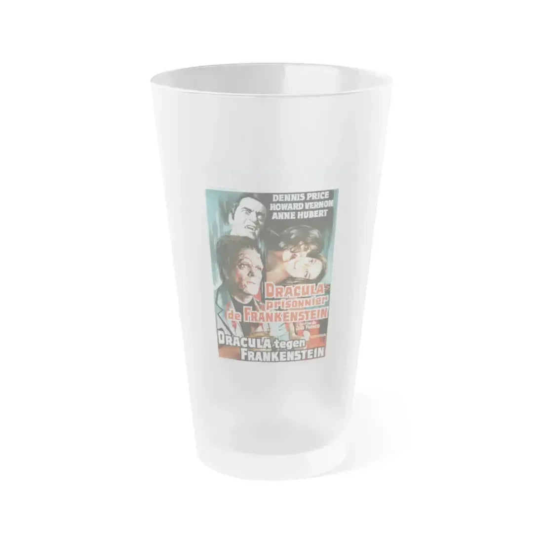 DRACULA, PRISONER OF FRANKENSTEIN (BELGIAN) 1972 Movie Poster - Frosted Pint Glass 16oz 16oz Frosted - Go Mug Yourself