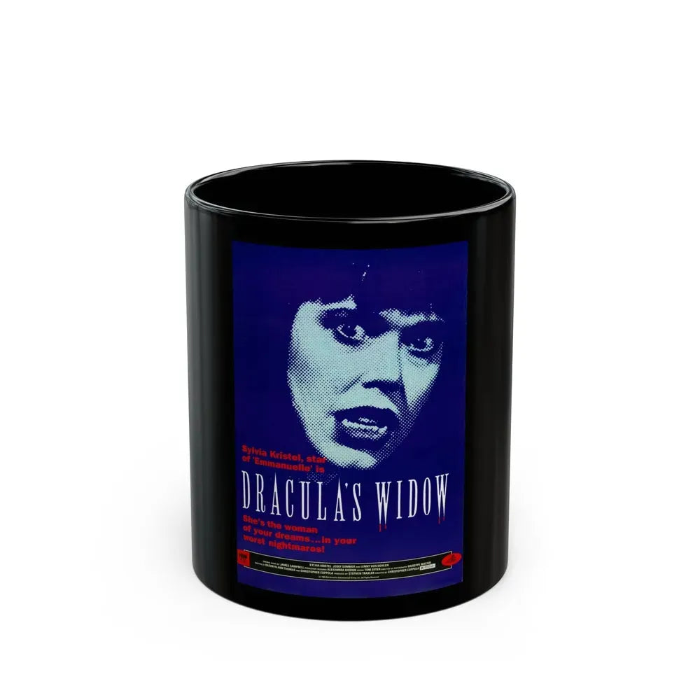 DRACULA'S WIDOW 1988 Movie Poster - Black Coffee Mug 11oz - Go Mug Yourself