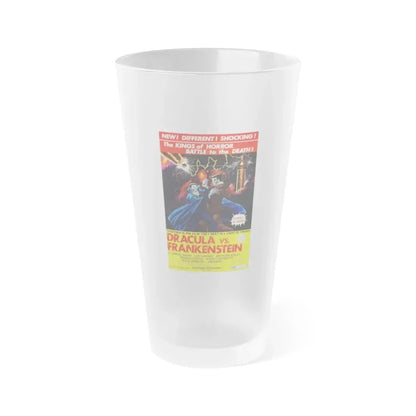 DRACULA VS. FRANKENSTEIN 1971 Movie Poster - Frosted Pint Glass 16oz 16oz Frosted - Go Mug Yourself