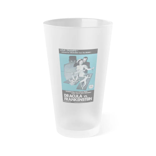 DRACULA VS. FRANKENSTEIN (3) 1971 Movie Poster - Frosted Pint Glass 16oz-16oz-Frosted-Go Mug Yourself