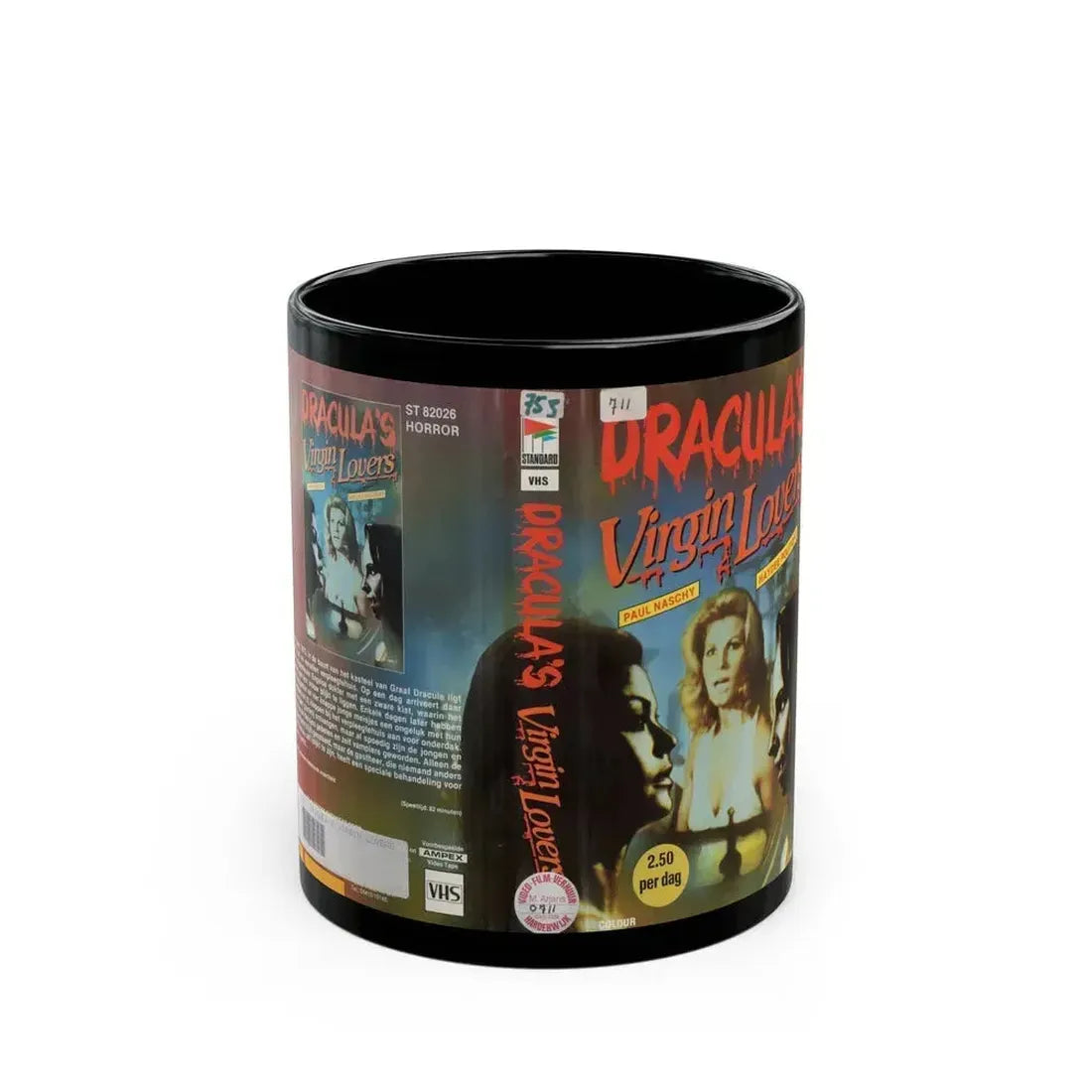 DRACULAS VIRGIN LOVERS (VHS COVER) - Black Coffee Mug 11oz - Go Mug Yourself