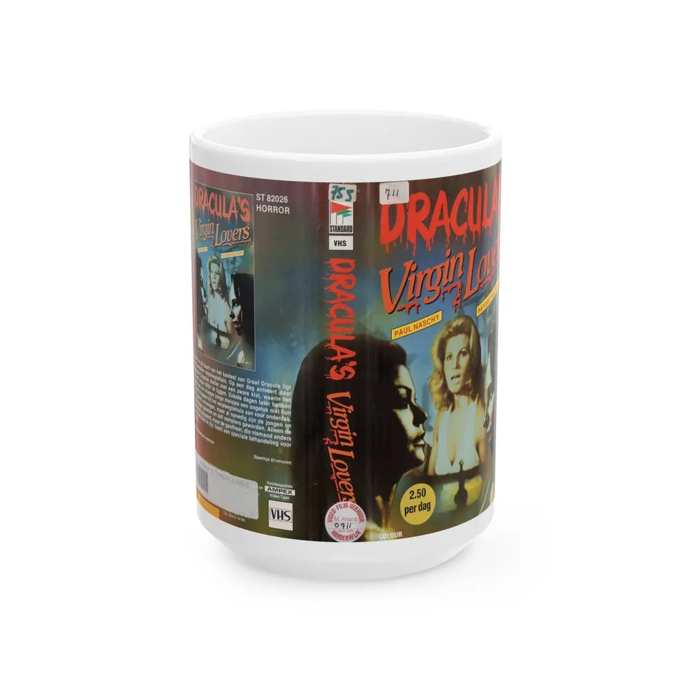 DRACULAS VIRGIN LOVERS (VHS COVER) - White Coffee Mug-15oz-Go Mug Yourself