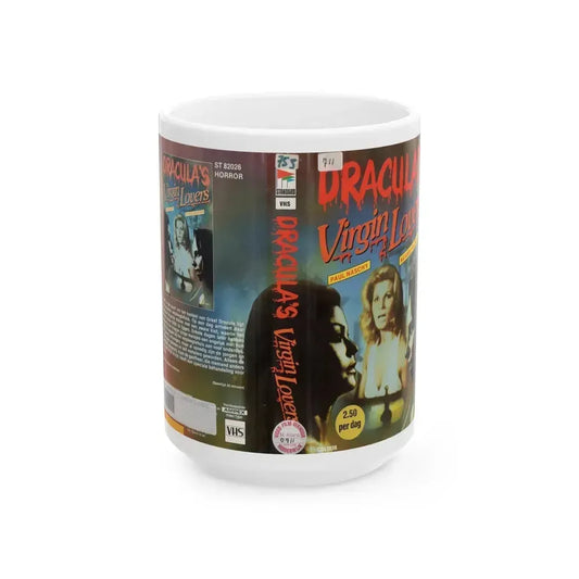 DRACULAS VIRGIN LOVERS (VHS COVER) - White Coffee Mug 15oz - Go Mug Yourself