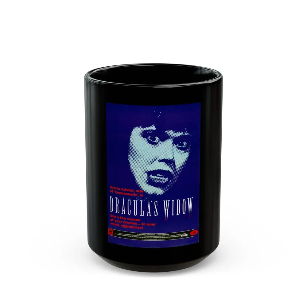 DRACULA'S WIDOW 1988 Movie Poster - Black Coffee Mug-15oz-Go Mug Yourself