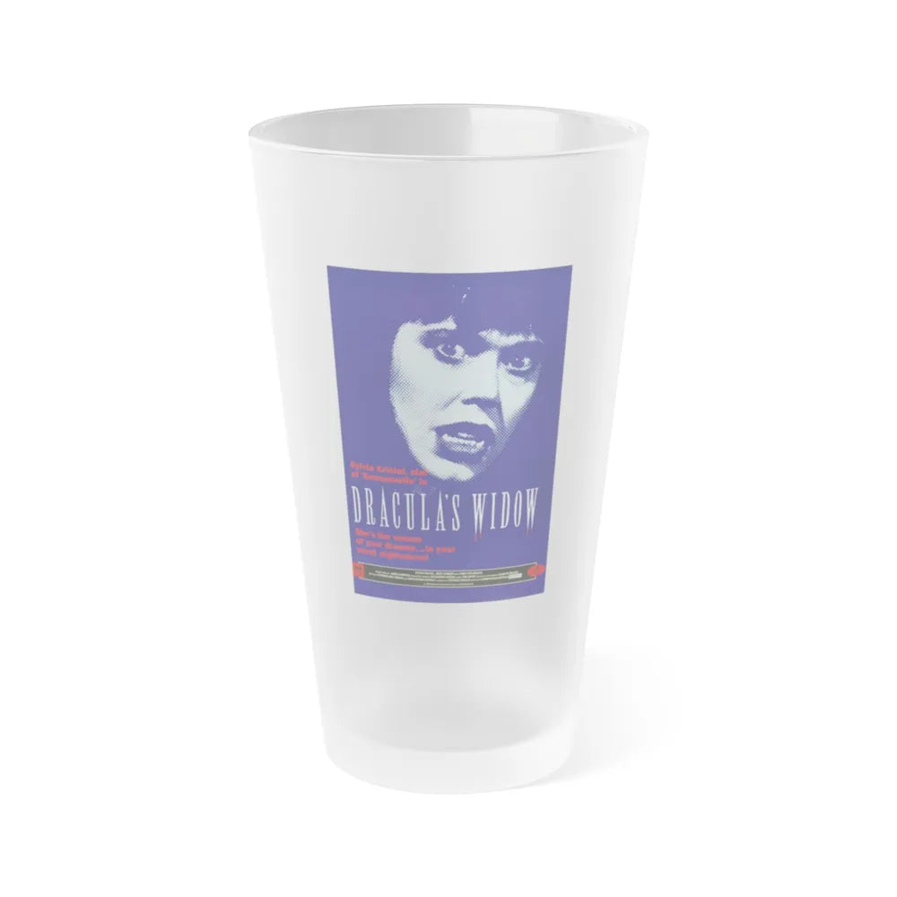 DRACULA'S WIDOW 1988 Movie Poster - Frosted Pint Glass 16oz-16oz-Frosted-Go Mug Yourself