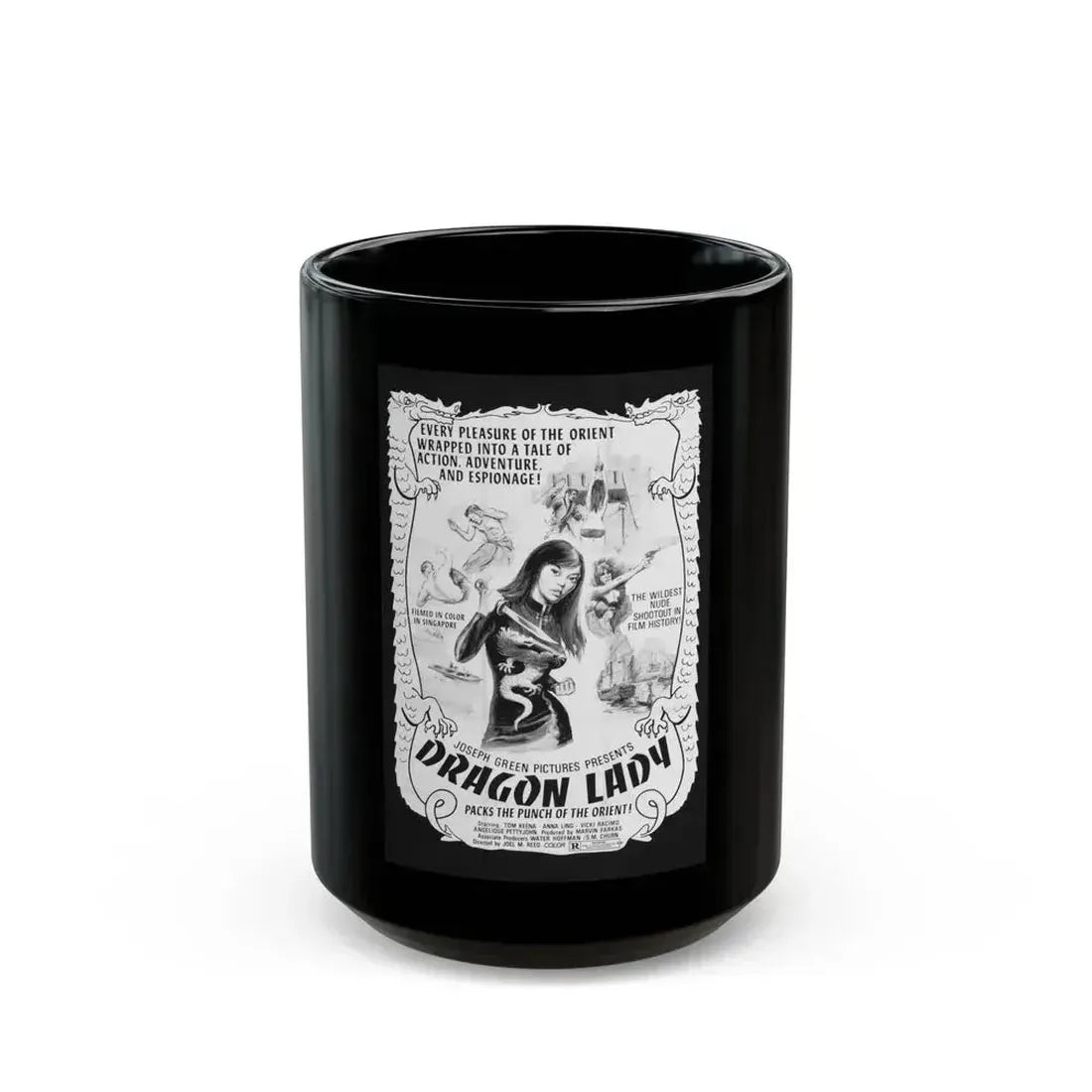 DRAGON LADY 1992 Movie Poster - Black Coffee Mug 15oz - Go Mug Yourself
