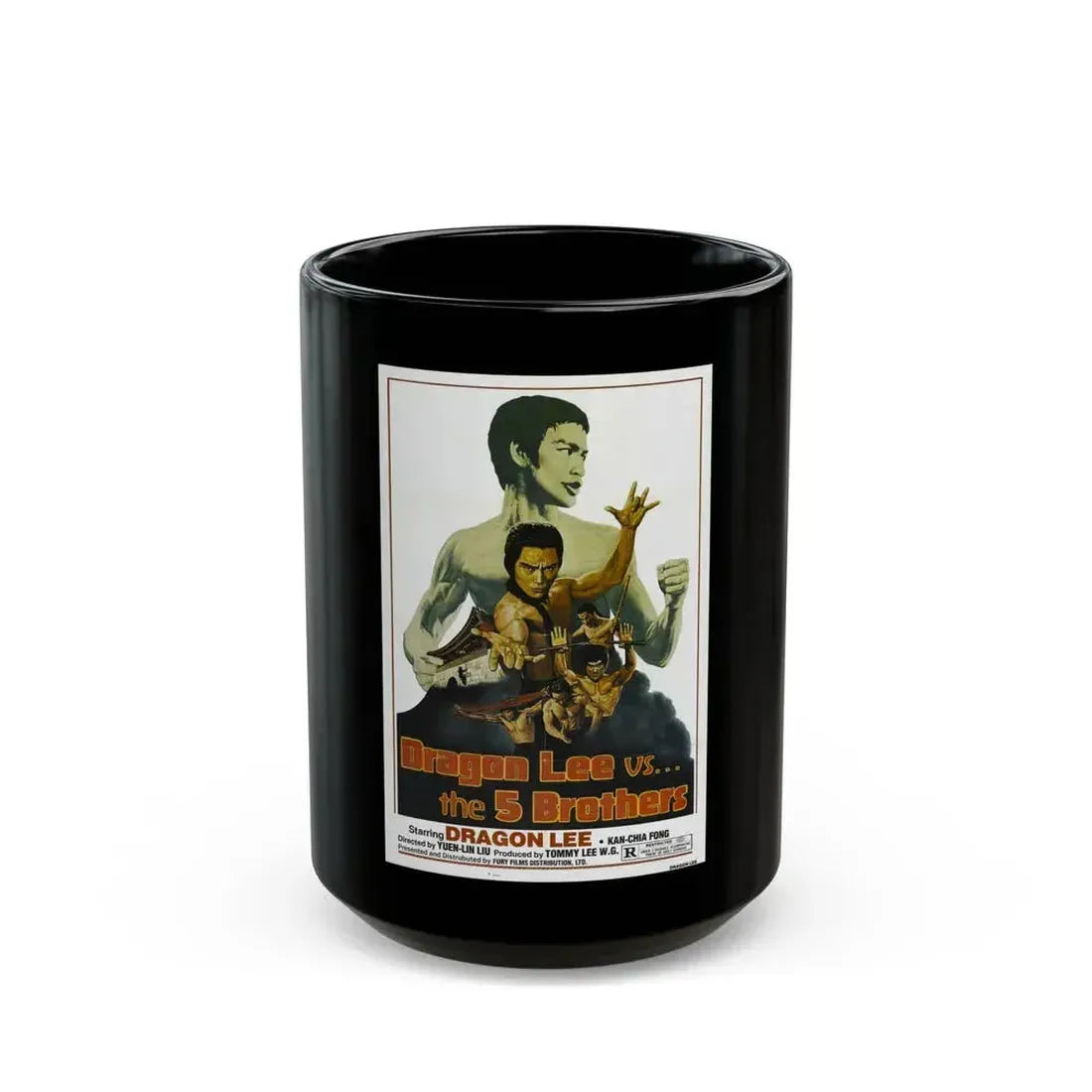 DRAGON LEE VS THE 5 BROTHERS 1978 Movie Poster - Black Coffee Mug 15oz - Go Mug Yourself