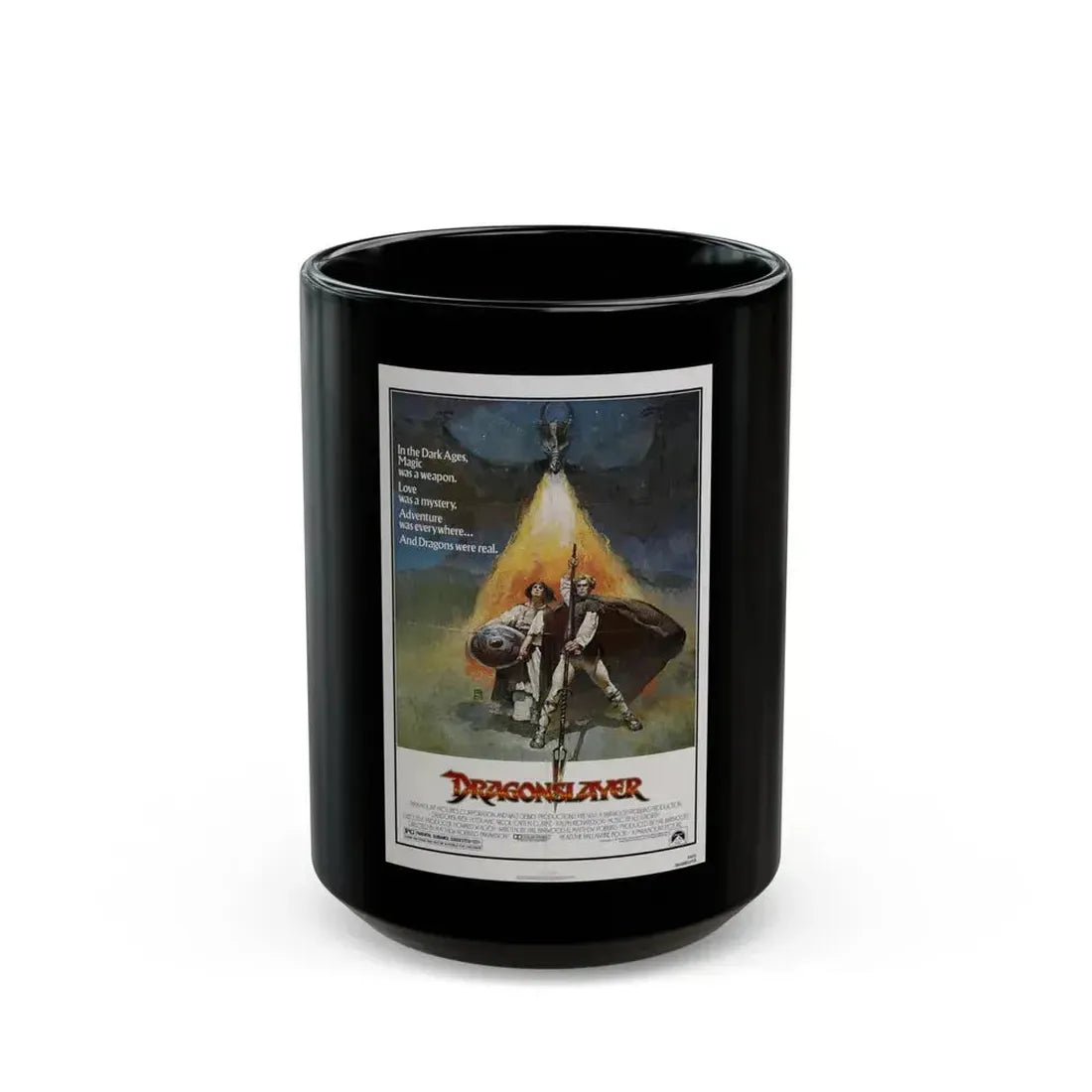 DRAGONSLAYER 1981 Movie Poster - Black Coffee Mug 15oz - Go Mug Yourself