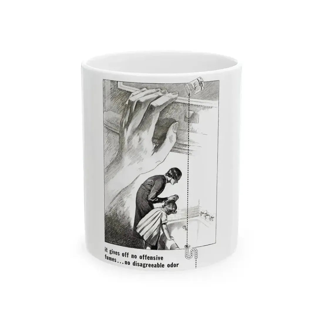 Drano ad, Ladies' Home Journal, June 1933 - White Coffee Mug 11oz - Go Mug Yourself