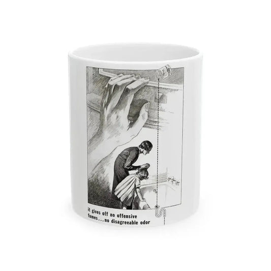 Drano ad, Ladies' Home Journal, June 1933 - White Coffee Mug 11oz - Go Mug Yourself