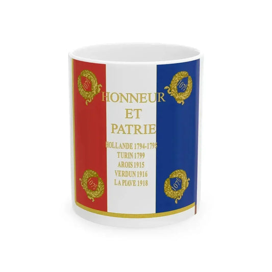 Drapeau 107e regiment dinfanterie (France) White Coffee Mug 11oz - Go Mug Yourself