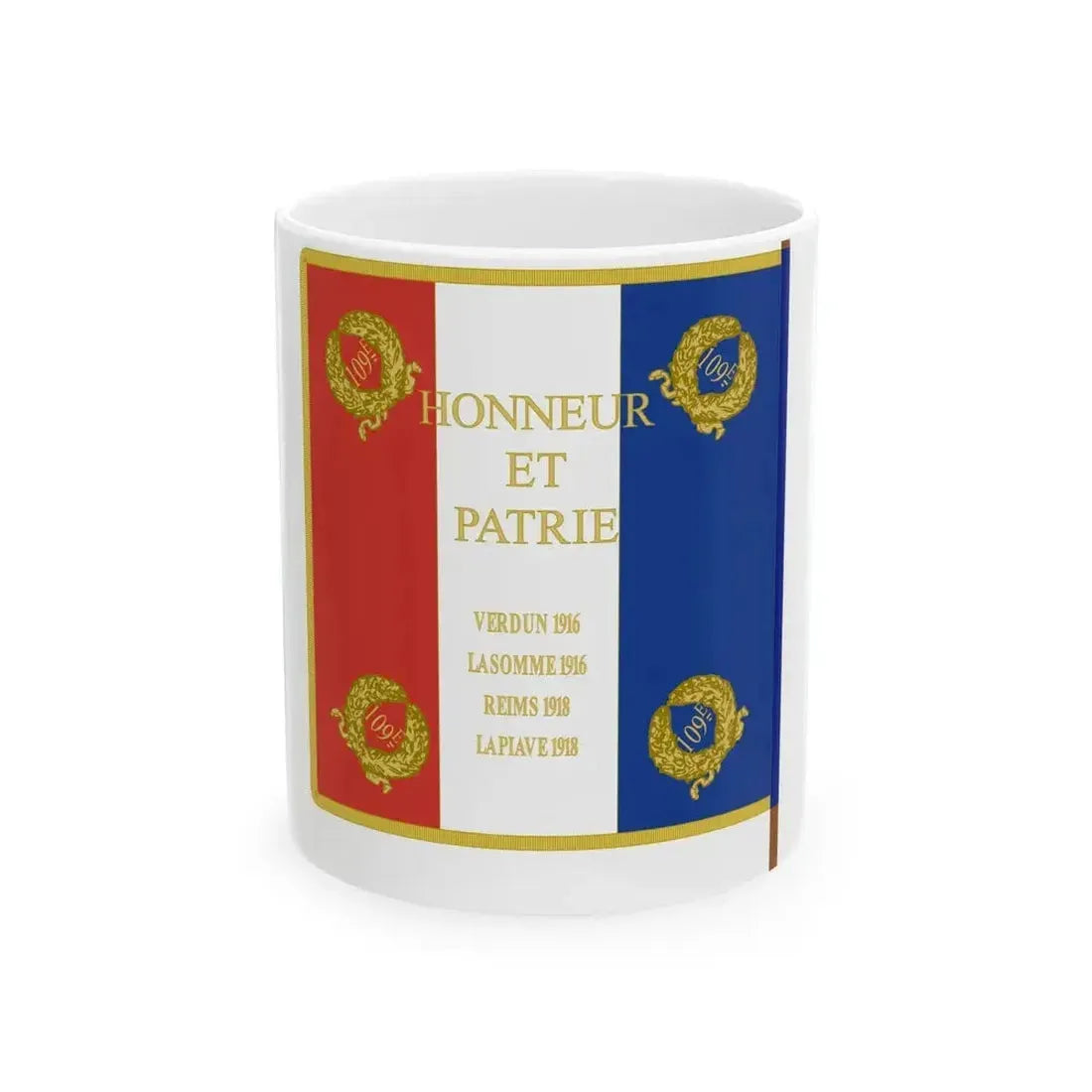 Drapeau 109e regiment dartillerie (France) White Coffee Mug 11oz - Go Mug Yourself